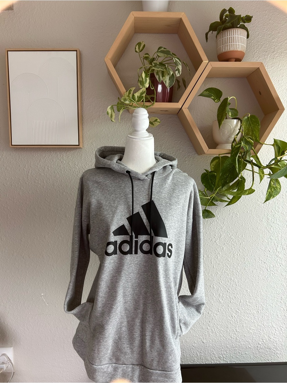 adidas Grey Hoodie Sweater with Black Logo